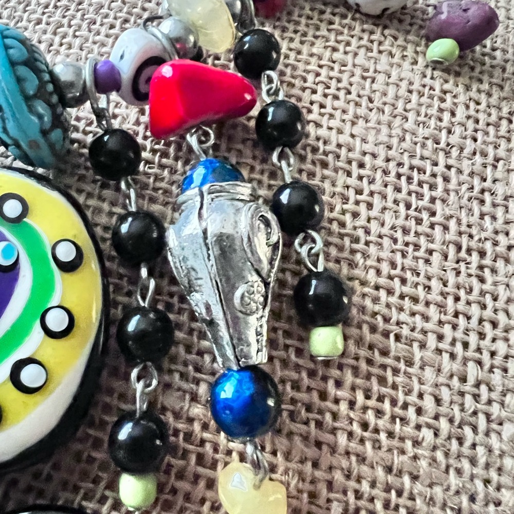 Memory Wire Boho Chocker Dangling Necklace Glass … - image 6